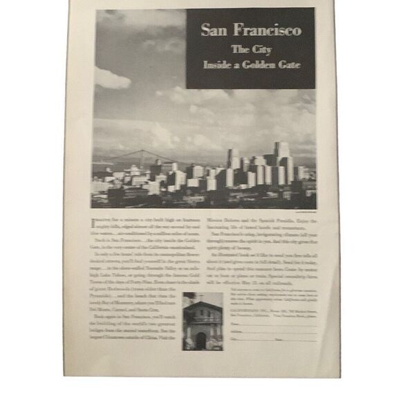 Vintage 1936 San Francisco Inside a Golden Gate Ad Advertisement - Picture 2 of 3